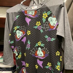 Gray and Black Halloween Themed Raglan Shirt